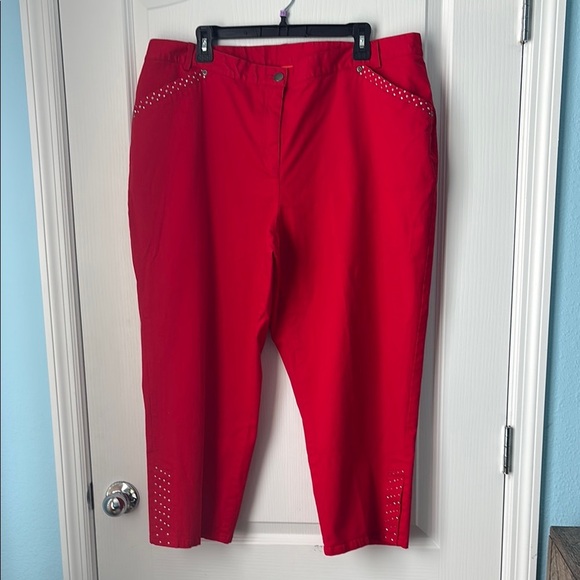 Hearts of Palm Red Pants with Studded Details - Picture 1 of 11